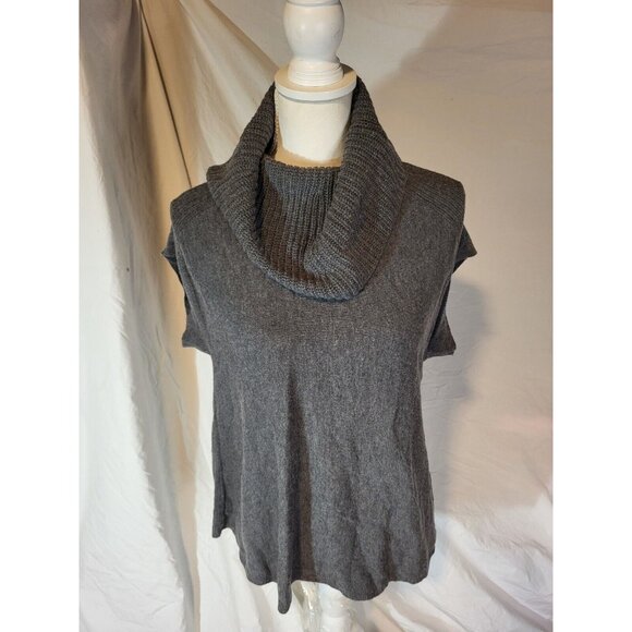 Athleta Kennewick Gray Cowl Neck Merino Wool Blend Short Sleeve Tunic Sweater XS - Picture 1 of 7
